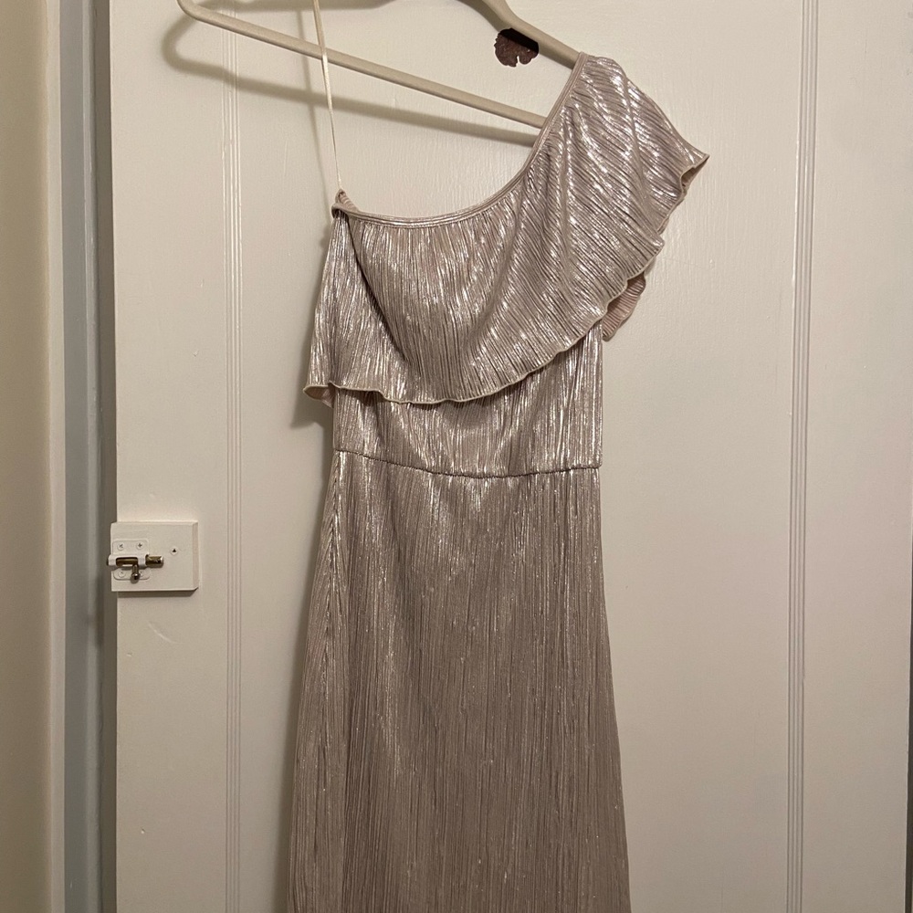 ASOS Metallic Silver One-Shoulder Dress